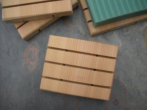 Rectangular Natural Cedar Spa Soap Deck - Click to Enlarge Photo