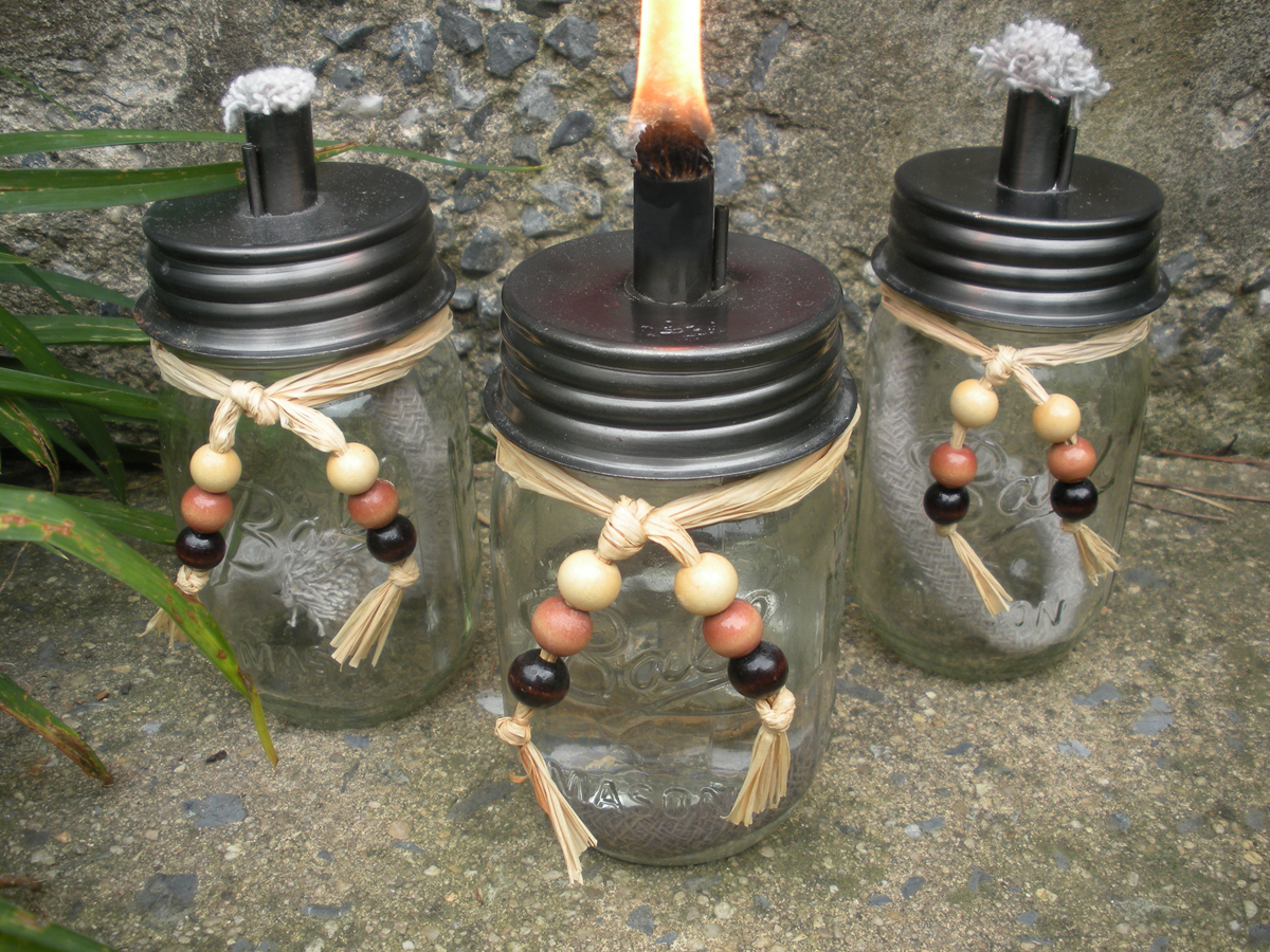 Ball Mason Jar Oil Lamp - Click to Enlarge Photo